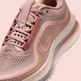 Close-up view of Nike Running's Pegasus Premium in a "Particle Pink/Rose Gold" color scheme