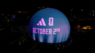 Adidas displays its different FIFA World Cup™ Official Match Balls from over the years on the Las Vegas Sphere.