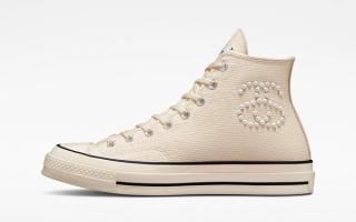 Pearl Motifs Highlight this Upcoming Stussy x Converse Chuck 70 “Fossil”