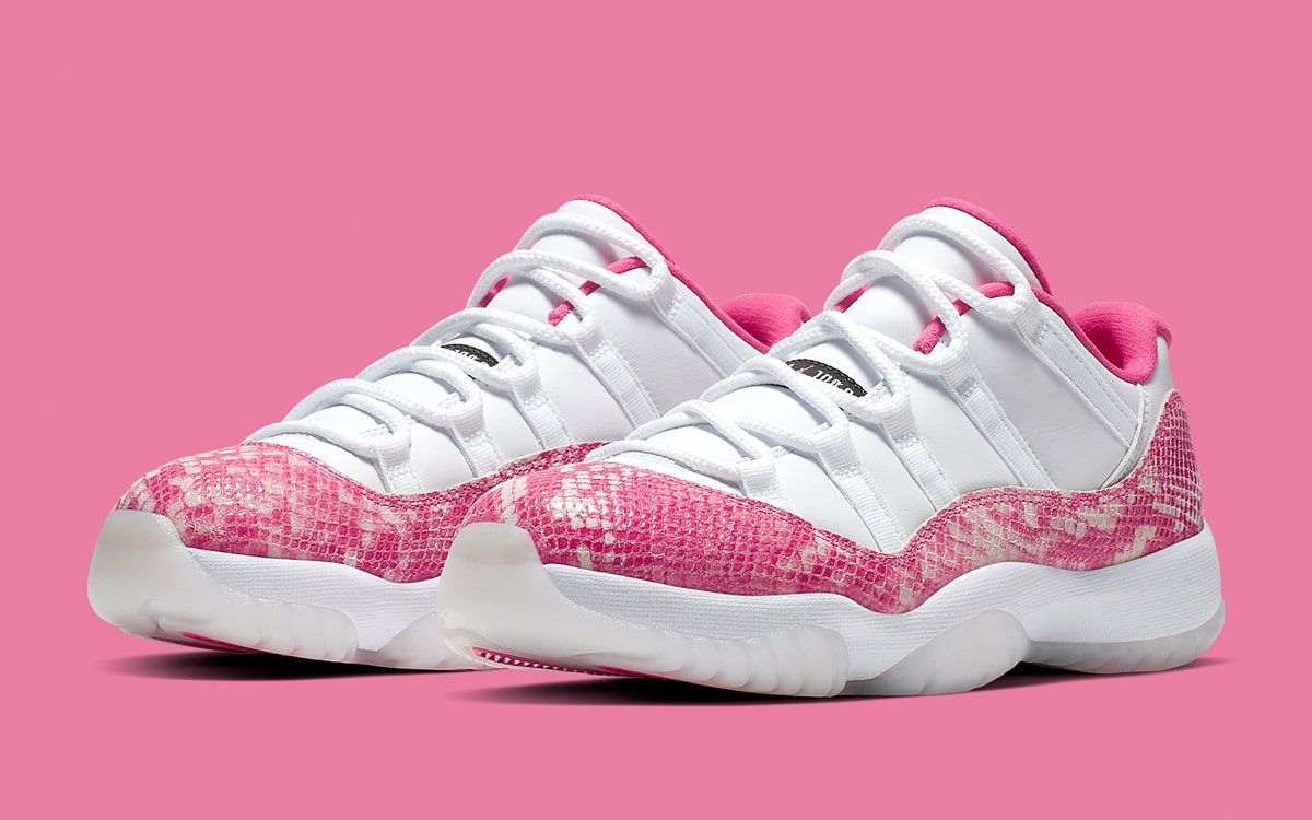 Air jordans 11 pink and white sale