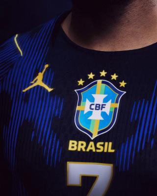 Jumpman-branded blue-and-black Brazil 2026 Away Jersey. Photo via Nike.