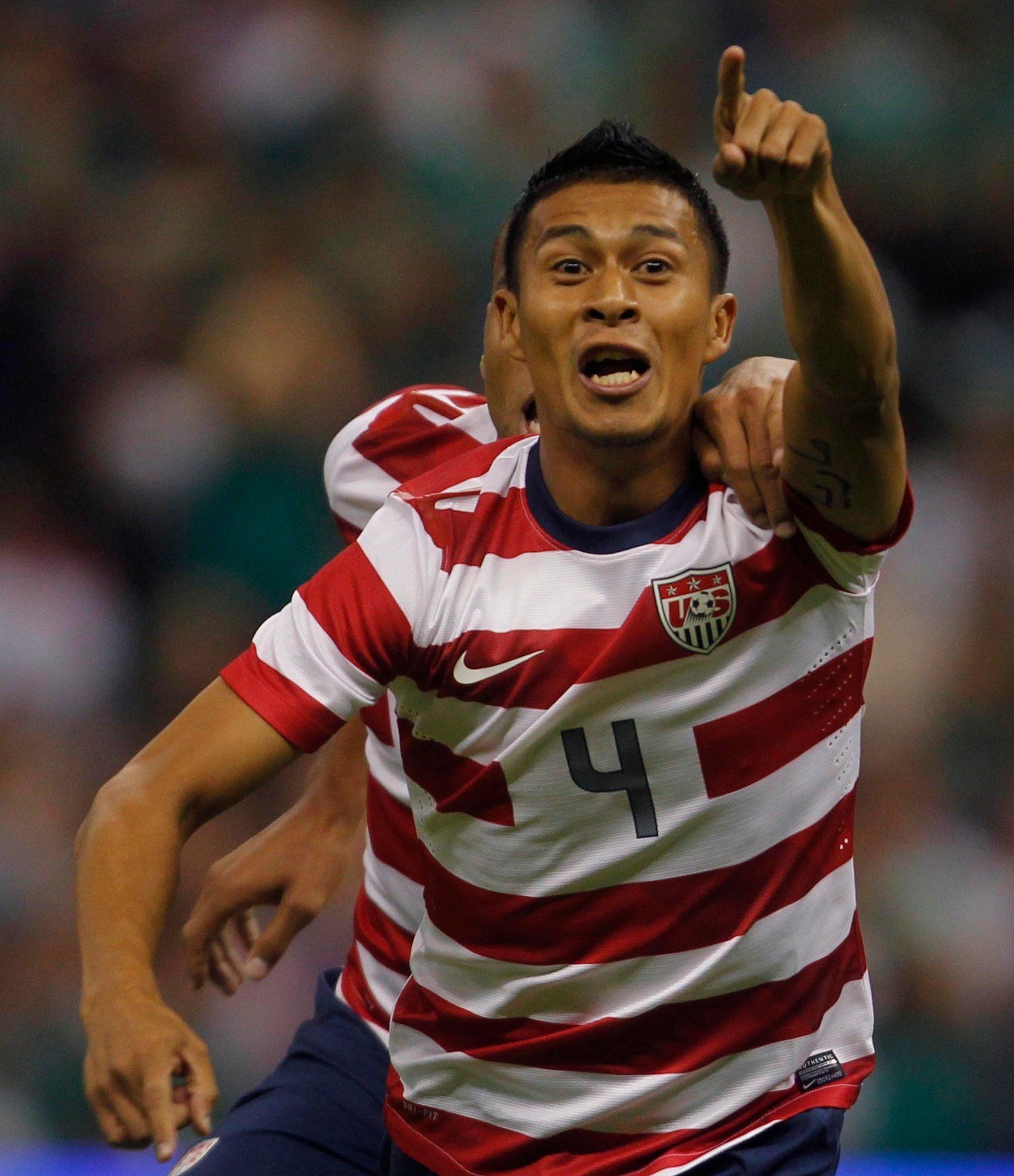 Michael Orozco wearing USMNT's 2012 Home jersey. Photo via Miguel Tovar/Getty Images.