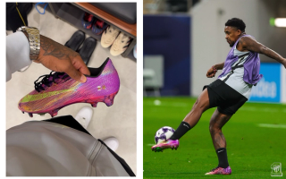 Steven Bergwijn showing off & wearing a customized pair of the Kobe Bryant x Nike Mercurial Superfly 11. Photos via Steven Bergwijn, Al-Ittihad Club.