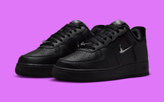 Women's Nike Air Force 1 Low Jewel in a "Black/Wolf Grey/Metallic Silver" color scheme.