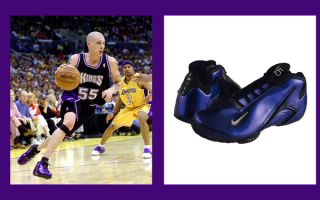 Jason Williams wearing a special purple Nike Zoom Hyperflight during the early 2000s.