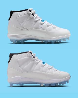 The Air Jordan 11 “Legend Blue” (Columbia) is Releasing in Cleat Form