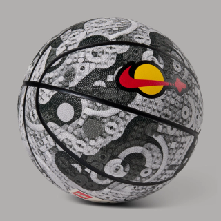 LEGO® x Nike Moon Basketball featuring co-branding & a "Multi-Color/Light Smoke Grey/Black/Rush Red" color scheme.