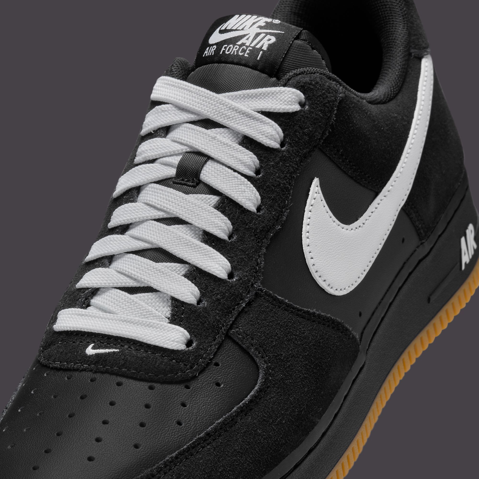 gum bottom air force ones black swoosh