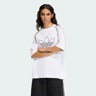Women's adidas OVERSIZED ADILENIUM TEE "White/Black" (SKU: KD6231). Photo via adidas.