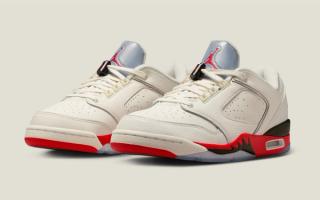 Jordan Sixty Plus Low in a "Fire Red" color scheme similar to the Air Jordan 5.