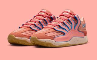 Kevin Durant's Nike KD 18 in an "Atomic Pink" color scheme.