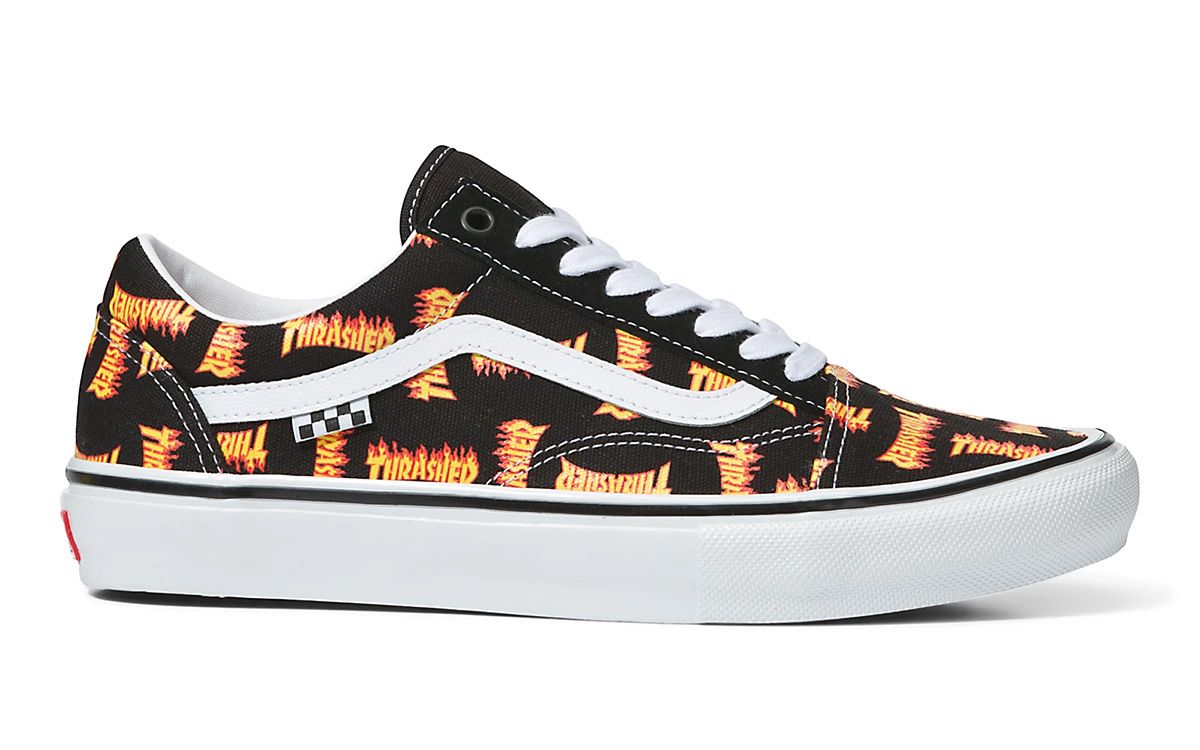 VANS - 当時物VANS Thrasher Powell zorlac BUTTSTAIN VANS Old Skool Skate x Thrasher Low Allover Thrasher Logo | eBay
