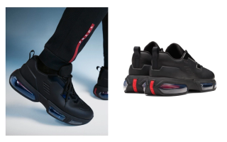 Prada Linea Rossa Collision Technical Fabric Sneaker "Black" (2021). Photos via Prada.