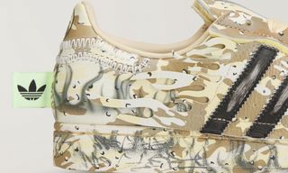 HELLSTAR x adidas Superstar collaboration in a "Warm Sandstone" camouflage.
