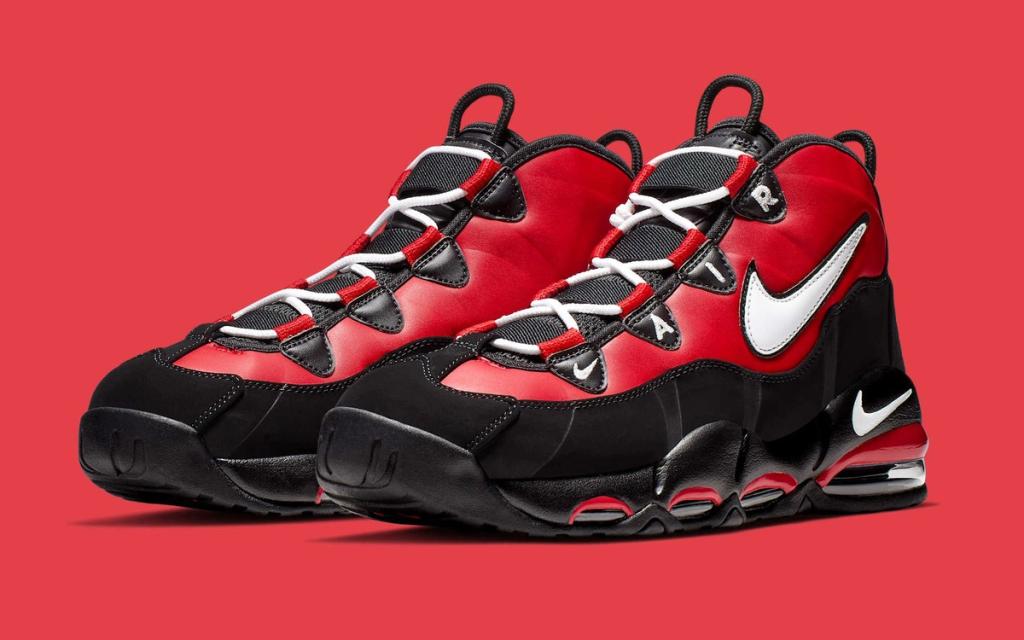 Nike Air Max Uptempo 95 Alternate Bulls in profile, showcasing the layered construction and Chicago-inspired colorway