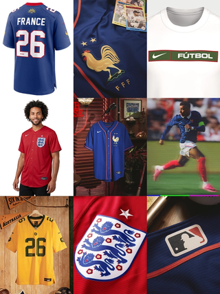 Nike Football's France, England & Australia-inspired MLB & NFL jerseys released in time for the 2026 World Cup™.
