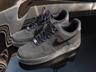Black-red JD-exclusive Nike Air Force 1 '07 LV8 sneaker.
