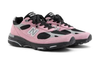 New Balance 993 Made in USA in a "Community Pink" color scheme.