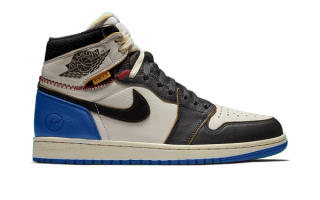 Mock-up of the Union x Fragment x Air Jordan 1 High OG in "Sport Royal."