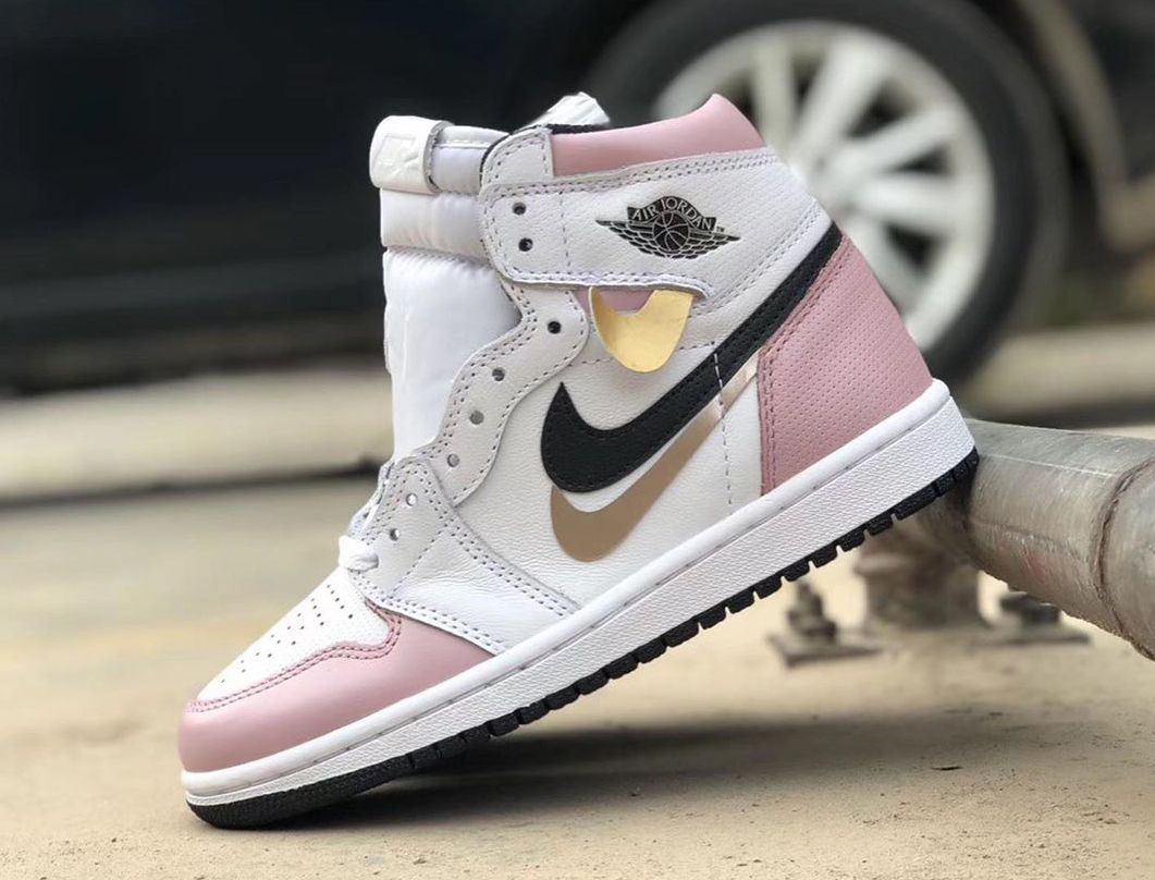 Pink white cheap and gold jordans