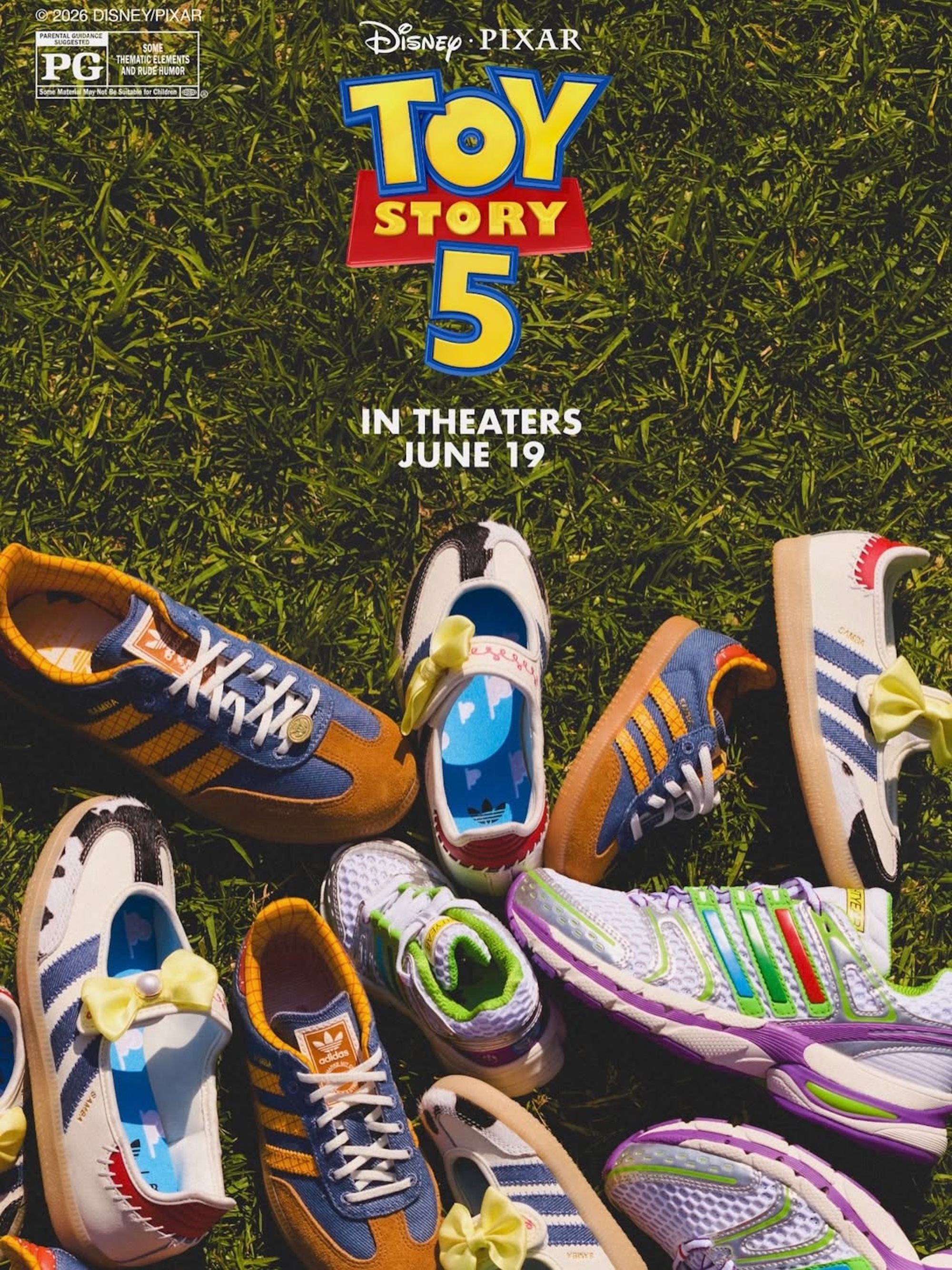 Toy Story 5-inspired adidas Originals sneakers. Photo via Foot Locker.