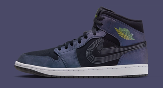 Men's Space Jam x Air Jordan 1 Mid "Black/Varsity Blue" (SKU: IX6374-001). Photo via Nike.