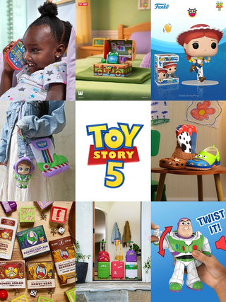 Disney-Pixar's Toy Story 5 product collection, which includes collaborations with Crocs, Dr. Squatch, Away, LeapFrog, LEGO®, Mattel, Hasbro, Pandora™ and more.
