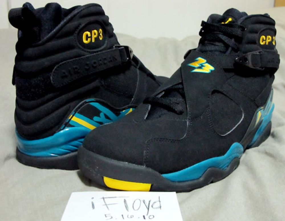 Chris Paul's Air Jordan 8 "Black Away" P.E. (08/09). Photo via Nice Kicks.