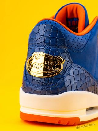 Air Jordan 3 P.E. gifted to the Florida Gators Men's Basketball Team for winning the NCAA 2024-2025 Championship. Photo via Instagram user @EnglishSole.