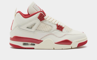 Air Jordan 4 “Valentine's Day” (2026) retro in a "Pale Ivory/Sierra Red/Tough Red" color scheme.