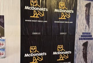 Poster for an October's Very Own x McDonald's collaboration, spotted in Toronto.