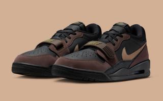 Jordan Legacy 312 Low in a "Black/Baroque Brown" color scheme.