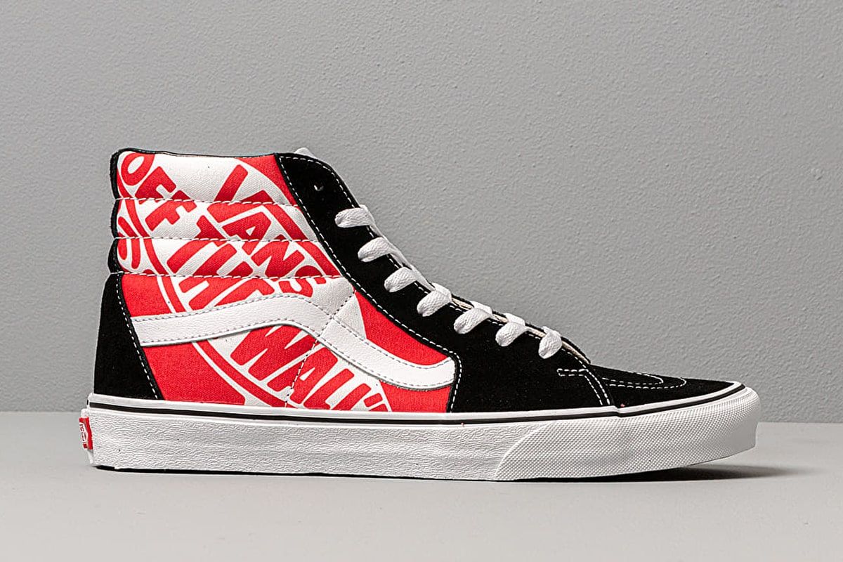 Available Now // Oversized Off the Wall Branding Hits the Vans Sk8-Hi |  House of Heat°