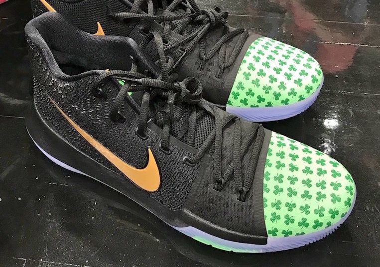 Kyrie laces up Shamrock PE s for opening night against the Cavs House of Heat