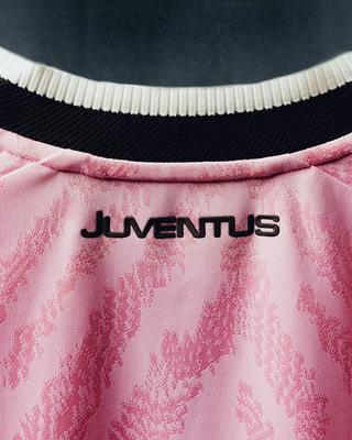 Juventus 26/27 Away Jersey in a "True Pink" color. Photo via adidas.