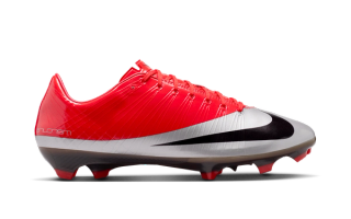 "CR7" Nike Mercurial Superfly 1 RGN (Regen) in the original "Max Orange/Metallic Silver/Abyss" color scheme.