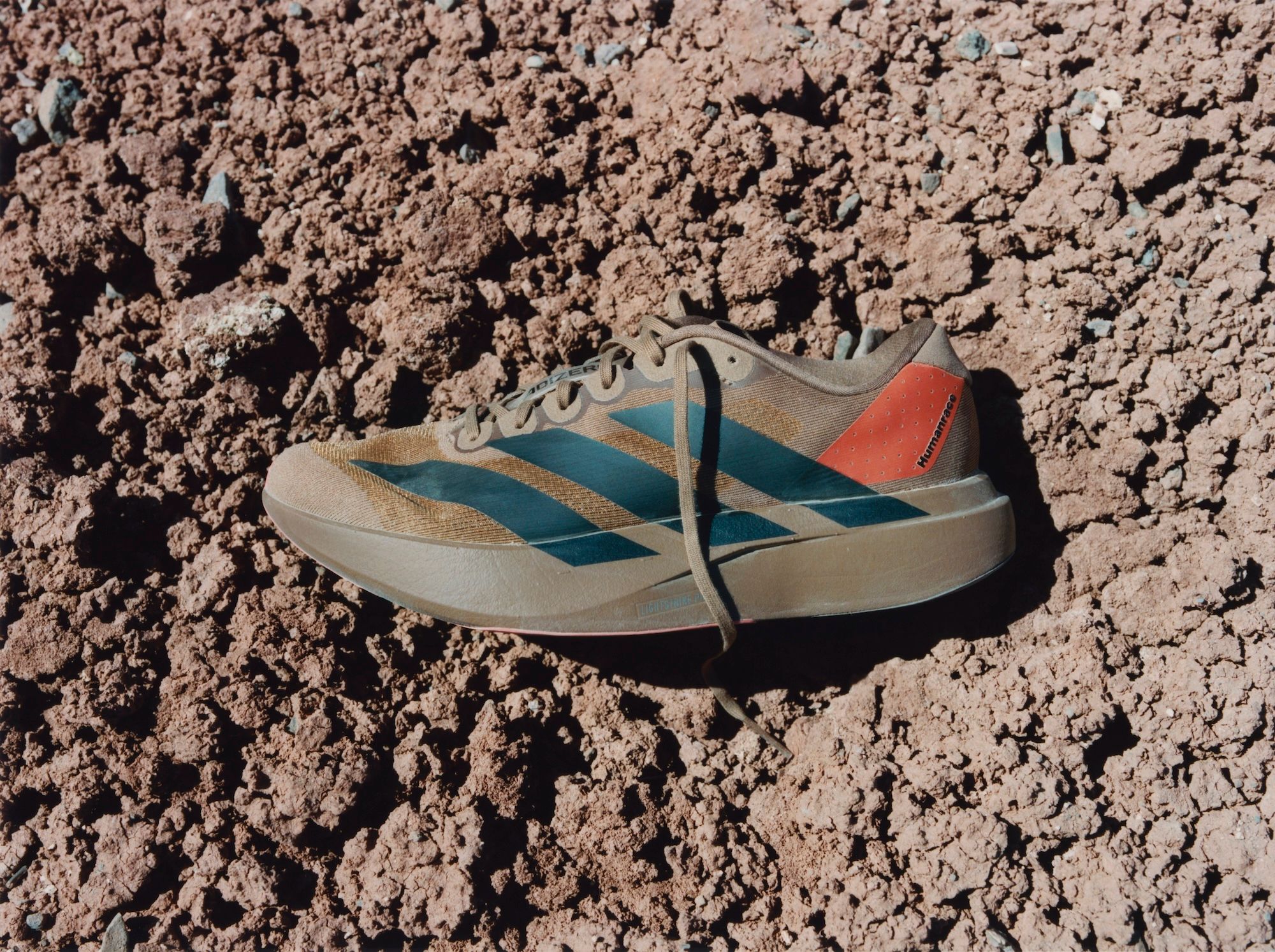 Humanrace x adidas Adizero Evo SL "Mars" running shoe collaboration.