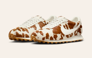 Women's Nike LD-1000 covered in a cow-inspired print.