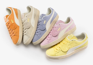 Five pastel PUMA Suede pairs made with premium suede by Charles F. Stead.
