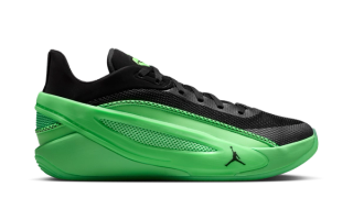 Jordan Luka 5 "Venom" launch style in a "Illusion Green/Black/Illusion Green" color scheme.