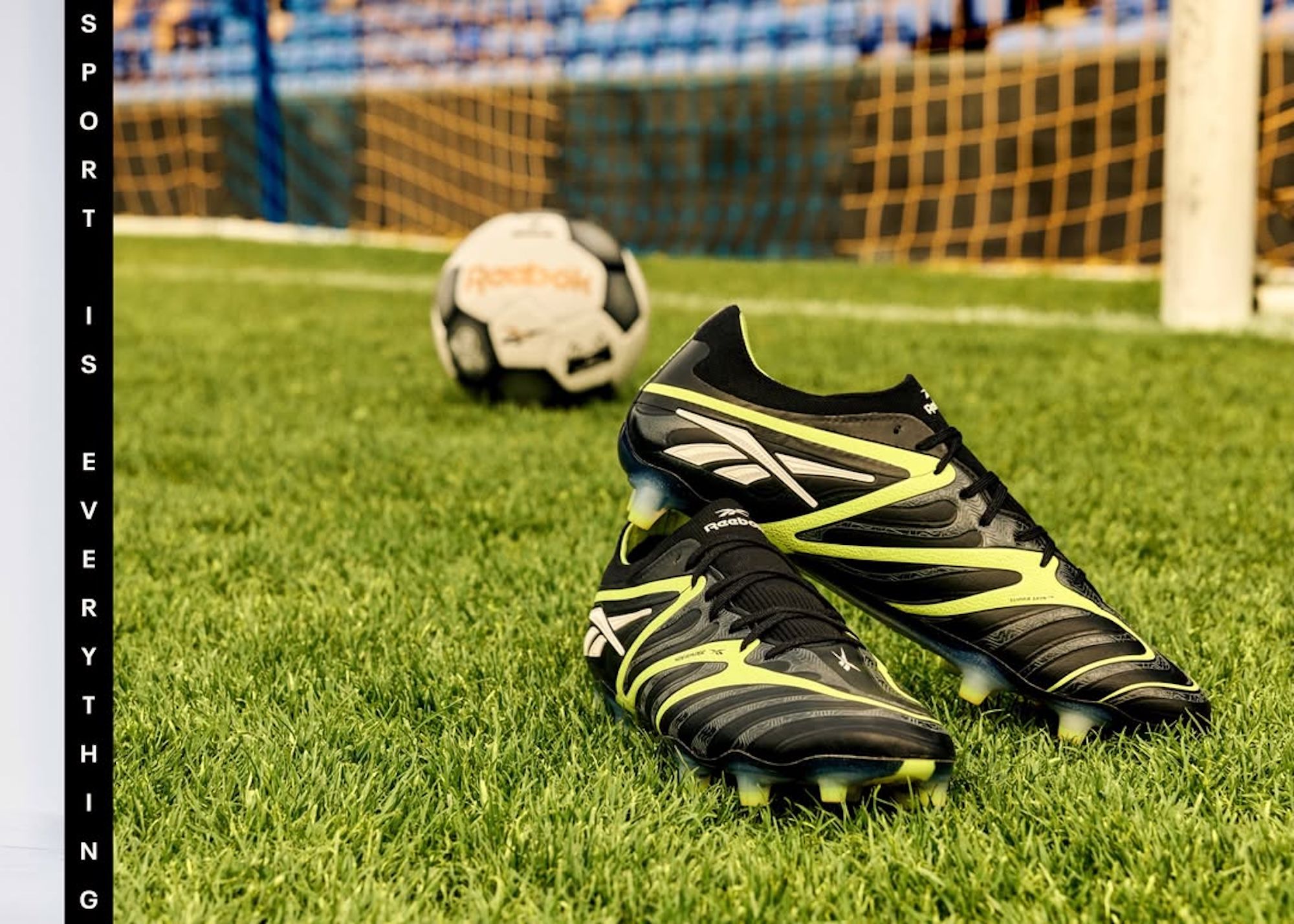 Reebok Sidewinder boots in a black & green color scheme. Photo via Reebok.