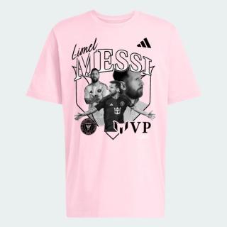 Messi MLS 2025 MVP Graphic T-Shirt in a pink color scheme.