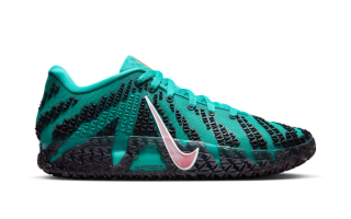 Ja Morant's Nike Ja 3 basketball shoe in a "Turbo Green" color scheme.