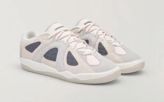 Bad Bunny x adidas BadBo 1.1 low-top sneaker in its debut "Cloud White/Grey Two/Pink" color scheme.