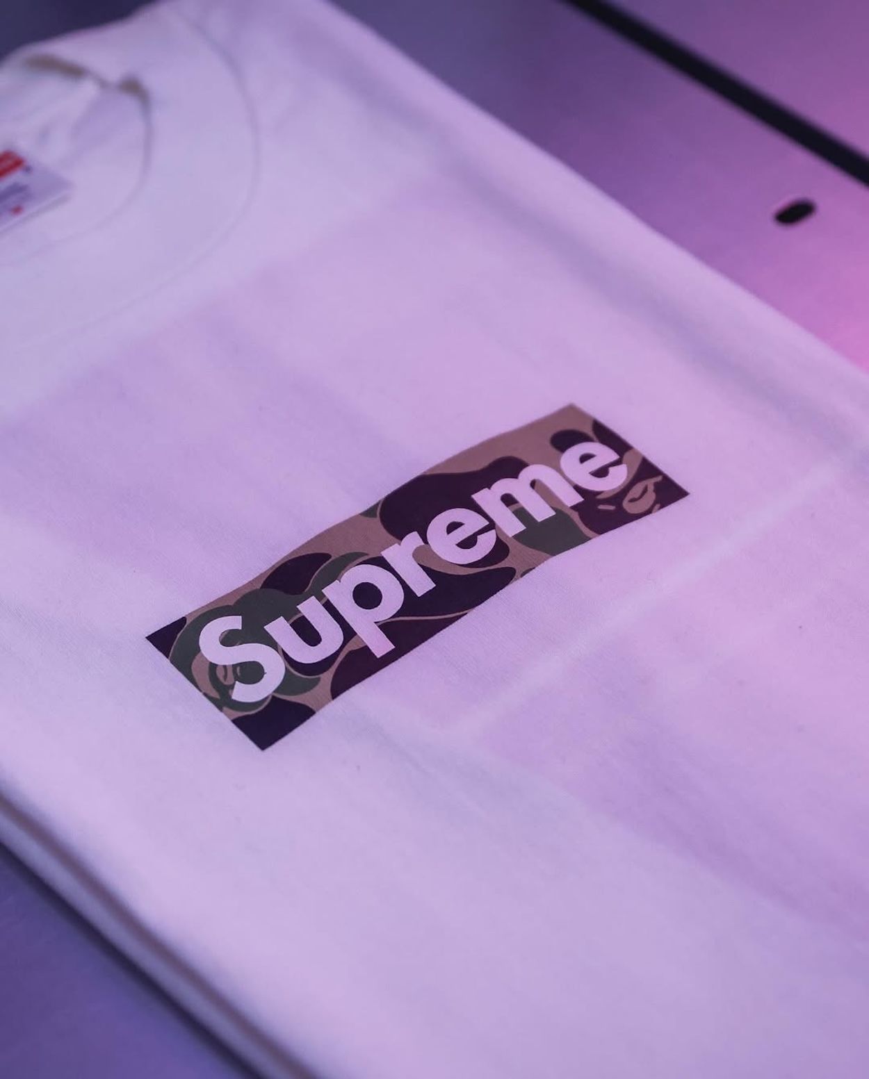 BAPE® x Supreme Box Logo T-Shirt. Photo via Complex.