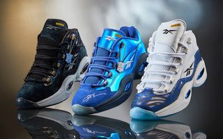 The Reebok Question Mid Returns in Core Black and Vector Blue