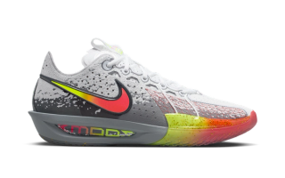 Christmas-inspired Nike G.T. Cut 3 in a "Smoke Grey/Bright Crimson" color scheme.