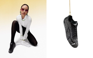 Swarovski® x PUMA Speedcat sneaker collaboration featuring  5,216 Swarovski® Crystals.​