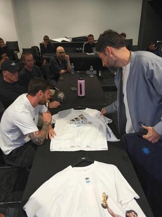 Lionel Messi & Ronnie Fieg for Kith x adidas Football. Photo via Ronnie Fieg.