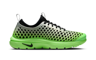 Nike Air Rejuven8 in a "Metallic Silver/Voltage Green/Black" color scheme.